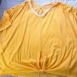 Yellow V-Neck Women's Top Size 4X